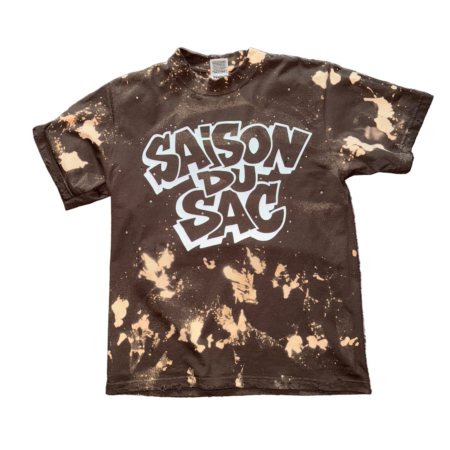 Bleach Rhinestone Graffiti Distressed Tee